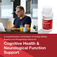 Protocol Brain Regain label highlighting key ingredients for cognitive support