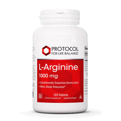 PROTOCOL FOR LIFE BALANCE Arginine bottle showing 1,000 mg dosage for daily intake