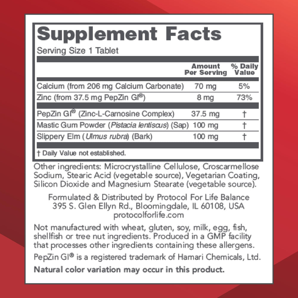 Close-up of PROTOCOL FOR LIFE BALANCE GI Guard capsules in bottle for daily digestive support.