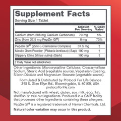 Close-up of PROTOCOL FOR LIFE BALANCE GI Guard capsules in bottle for daily digestive support.