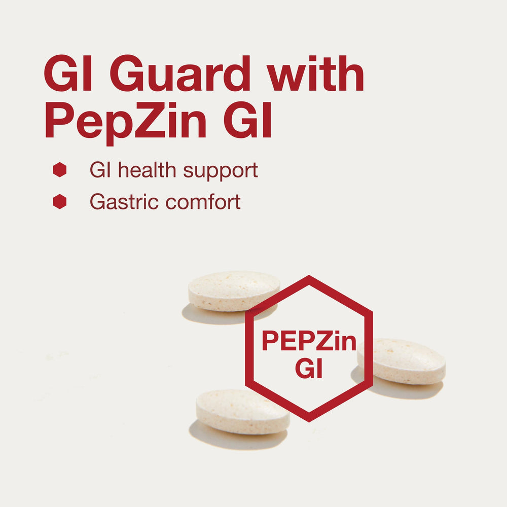 Pouring PROTOCOL FOR LIFE BALANCE GI Guard capsules from the bottle.