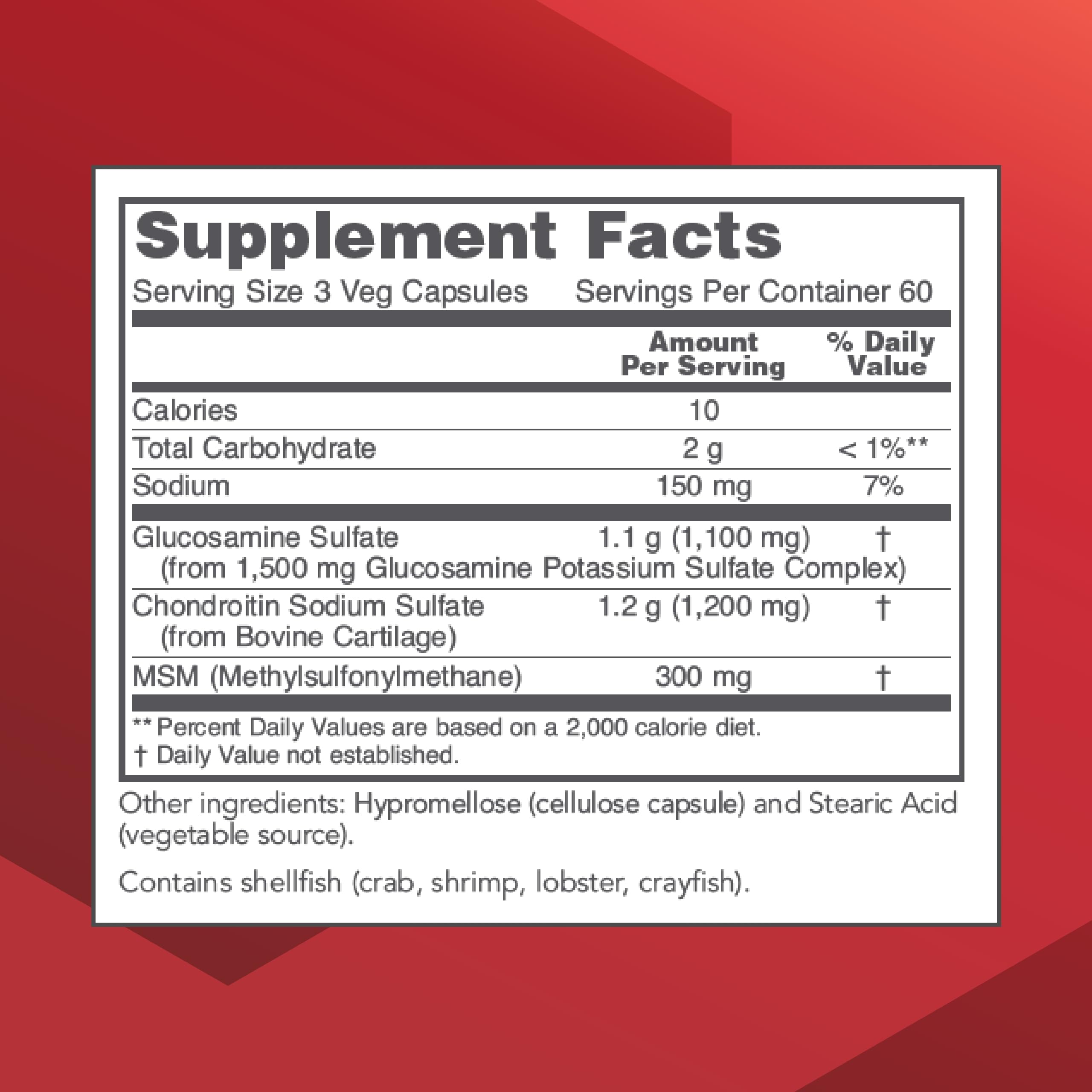 Protocol For Life Balance glucosamine–chondroitin–MSM bottle back label detailing ingredients