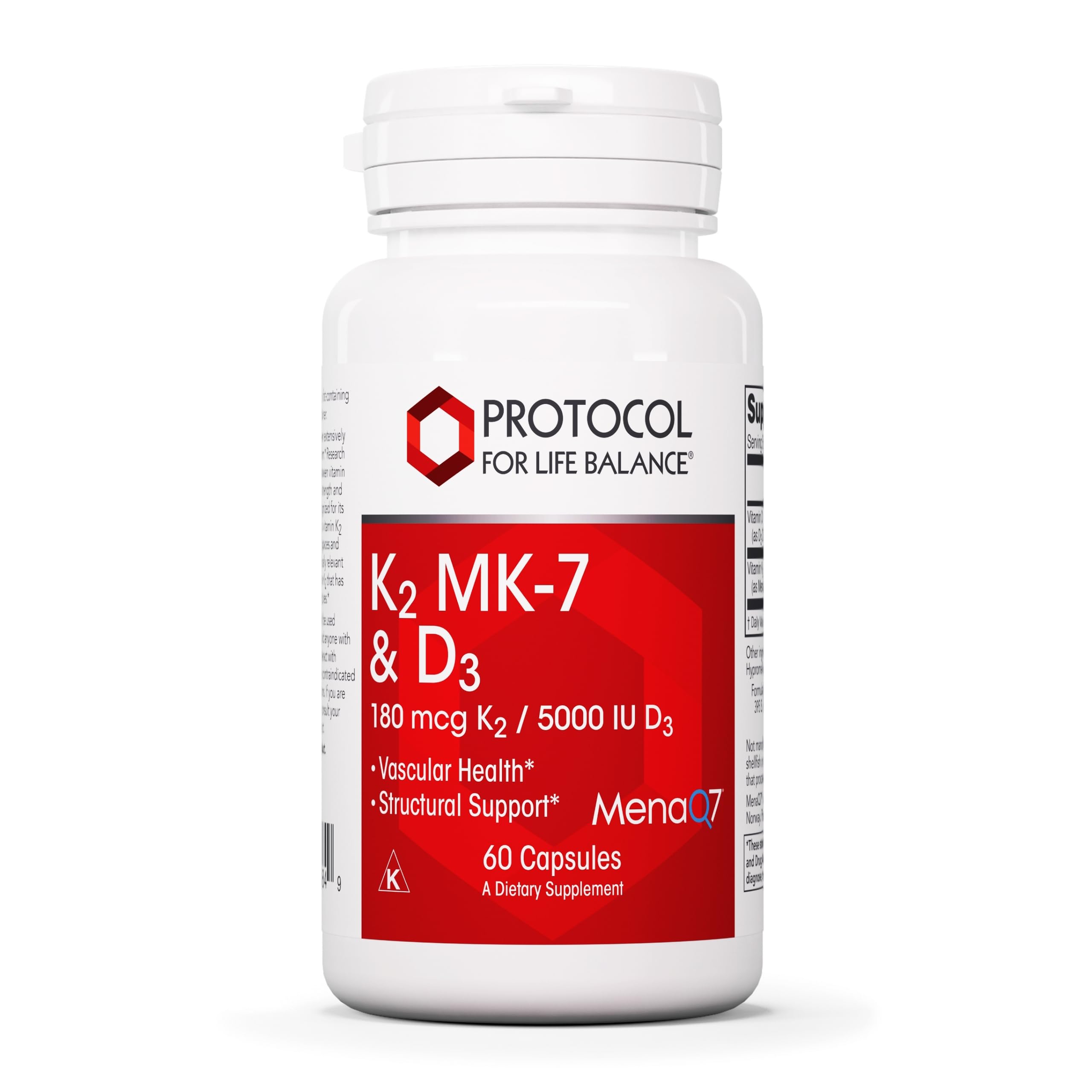 Protocol For Life Balance bottle showing K2 MK-7 D3 capsules for bone health