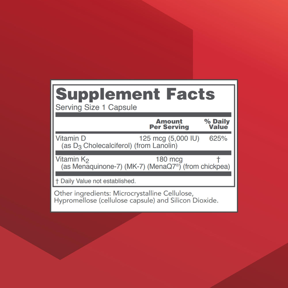 Protocol For Life Balance capsules arranged to highlight D3 and K2 MK-7 benefits