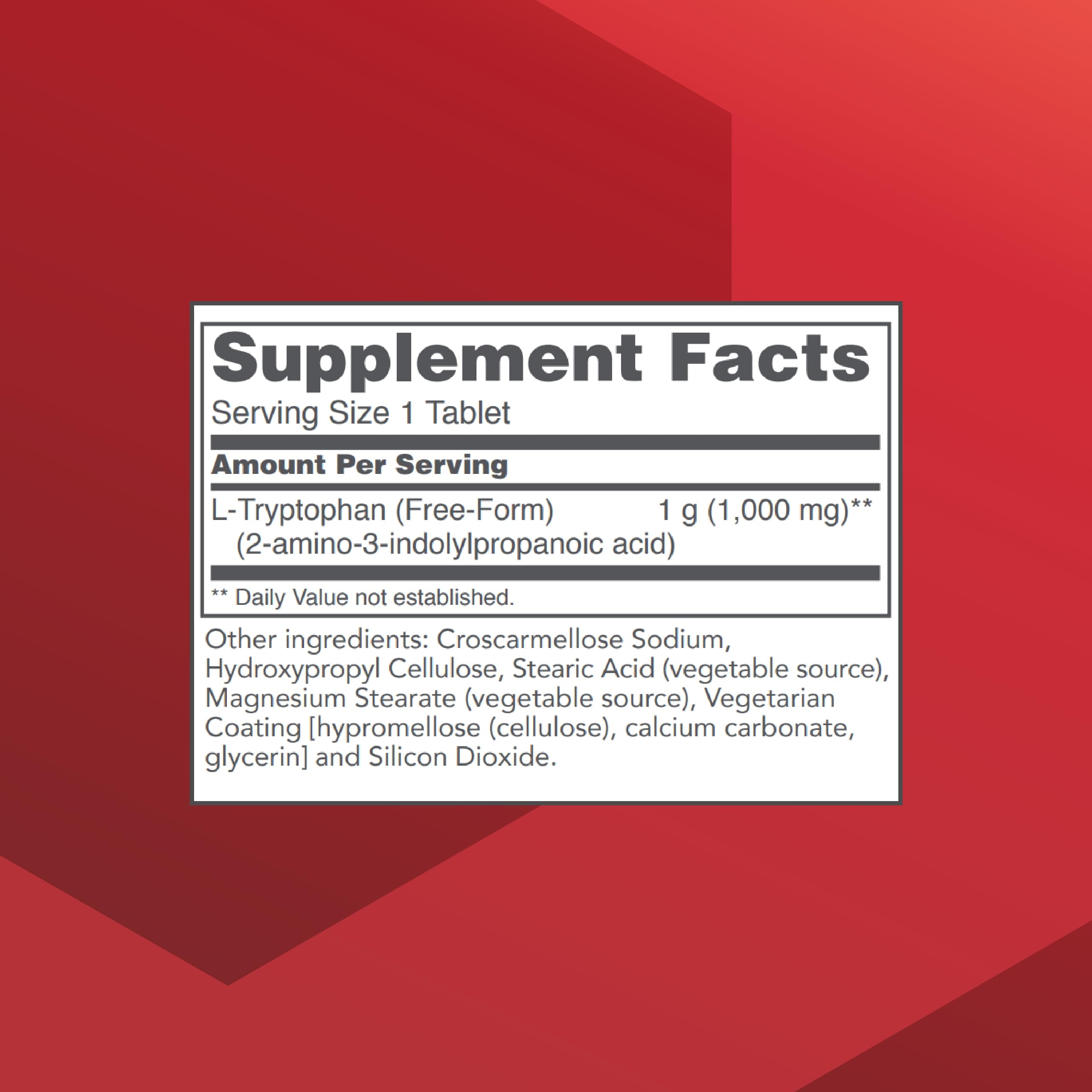 L-Tryptophan tablets close-up, easy-to-take capsules for evening routine.