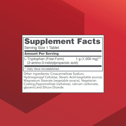 L-Tryptophan tablets close-up, easy-to-take capsules for evening routine.