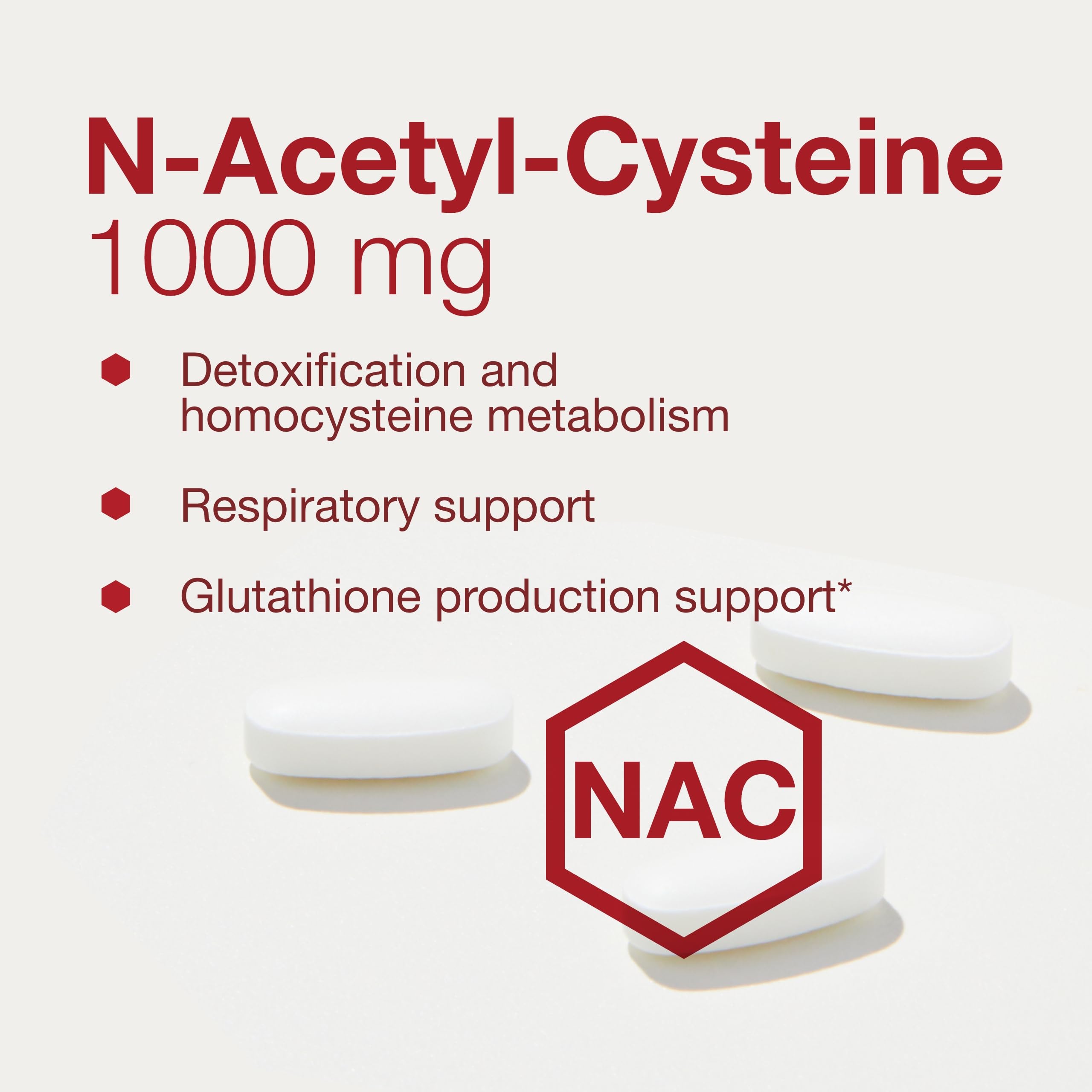 NAC 1000mg capsules on white background indicating vegan-friendly formula.