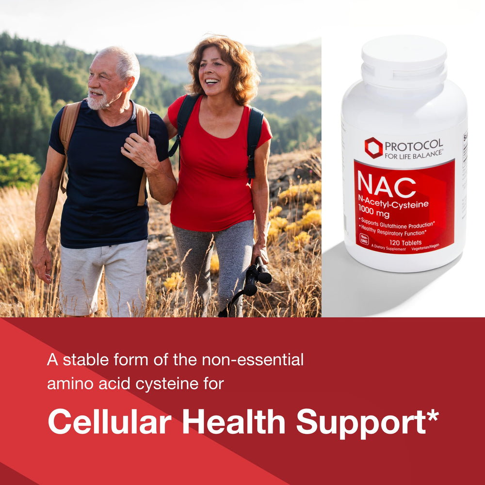 Close-up of NAC 1000mg label with serving size and dietary notes.