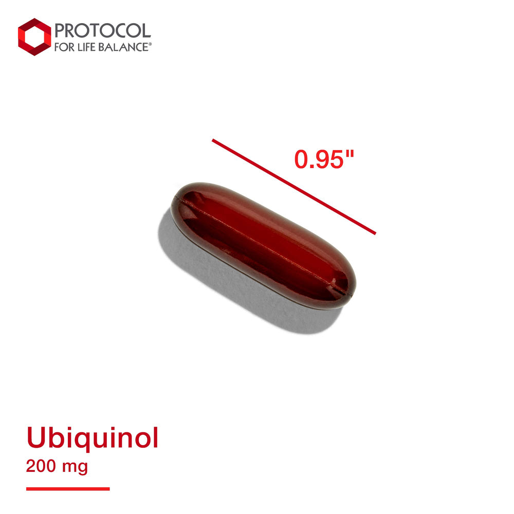 PROTOCOL FOR LIFE BALANCE ubiquinol icon labels indicate soy-free and dairy-free.
