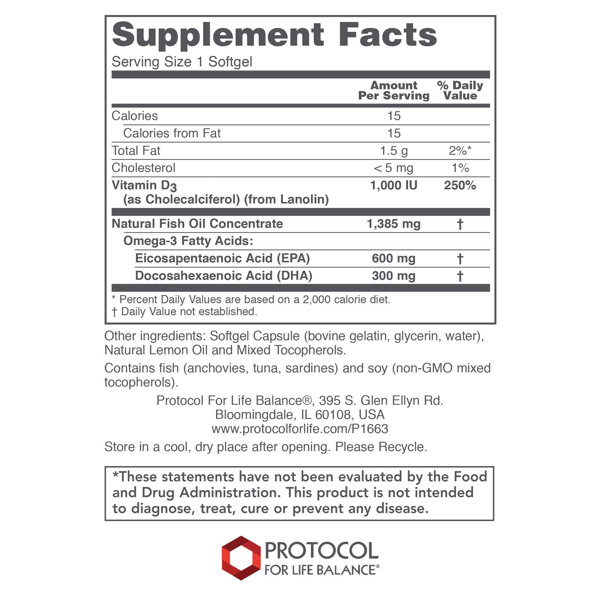Protocol for Life Balance Ultra Omega 3-D softgels for daily omega-3 in a convenient form
