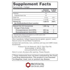 Protocol for Life Balance Ultra Omega 3-D softgels for daily omega-3 in a convenient form