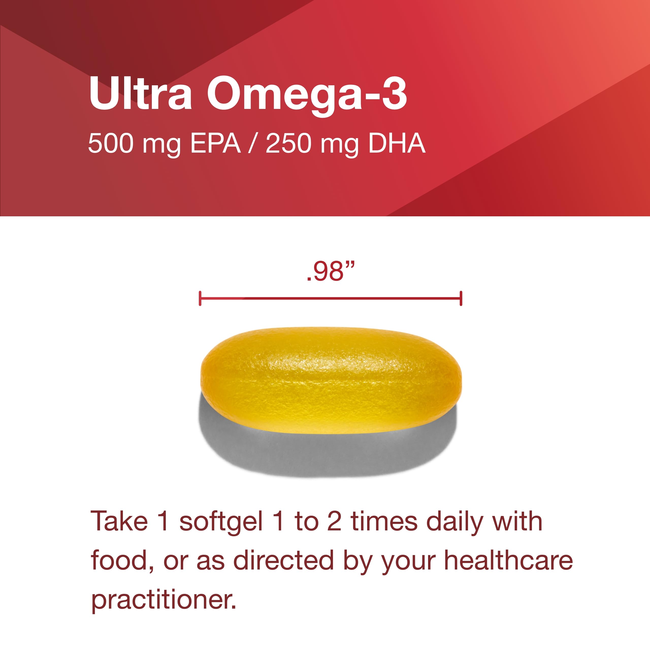 Daily dosing guidance text on PROTOCOL FOR LIFE BALANCE Ultra Omega-3 packaging