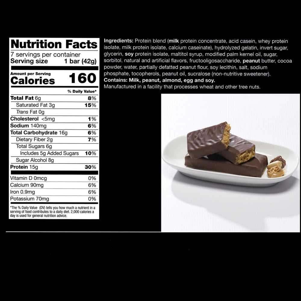 ProtiWise Peanut Butter Cup bar unwrapped reveals creamy center for on-the-go fuel