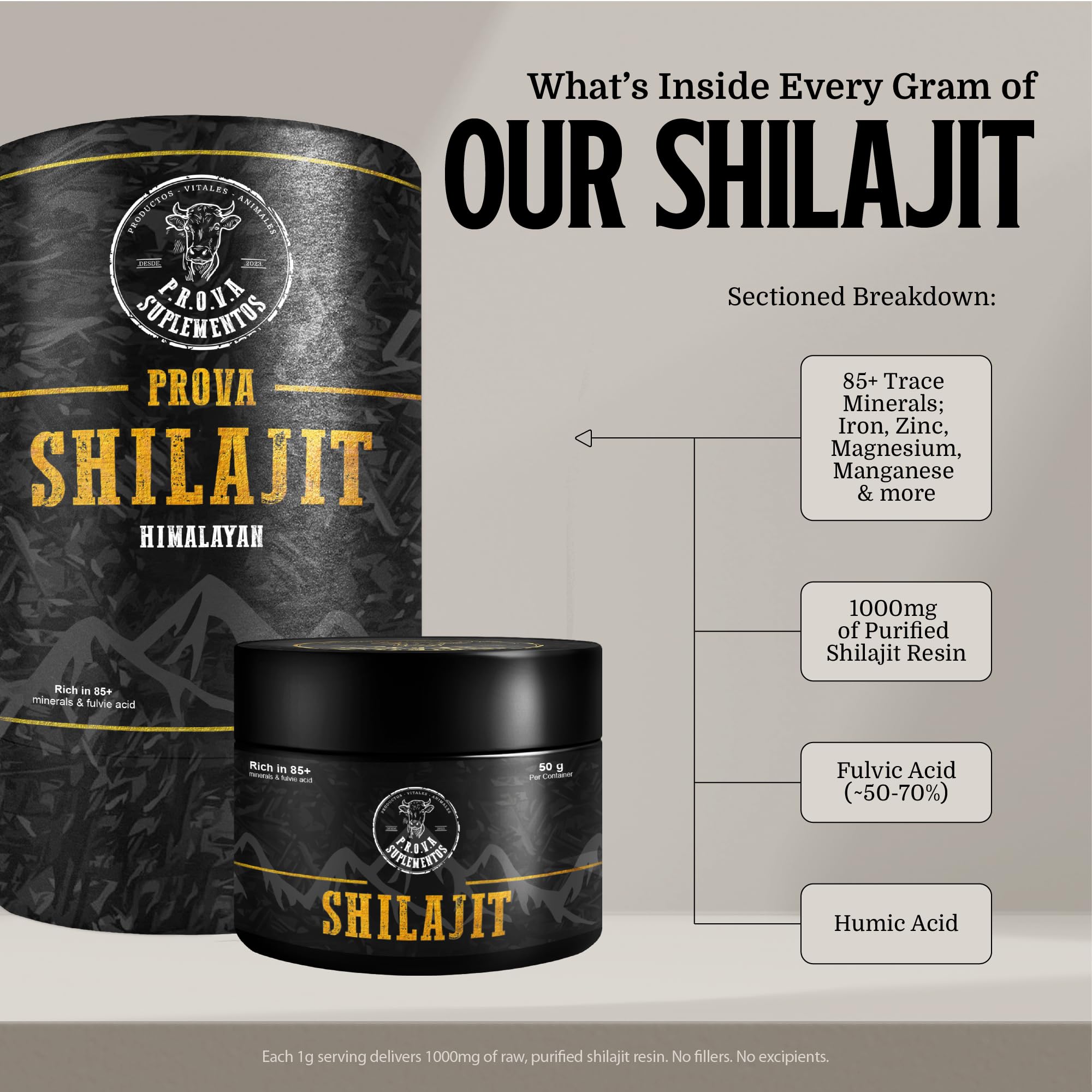 PROVA Organic Shilajit Resin close-up, concentrated form suitable for easy daily use.