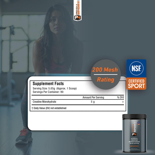 Proven4 Creatine Monohydrate scoop used for consistent measurement and mixing.