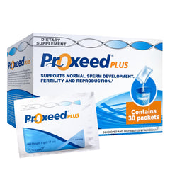 Proxeed Plus bottle poured to create a fertility-support drink