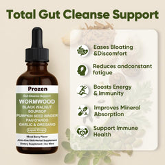 PROZEN Wormwood Gut Cleanse dropper displaying easy daily dosing.