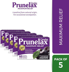 Prunelax Ciruelax bottle label shows 250mg senna leaf extract.