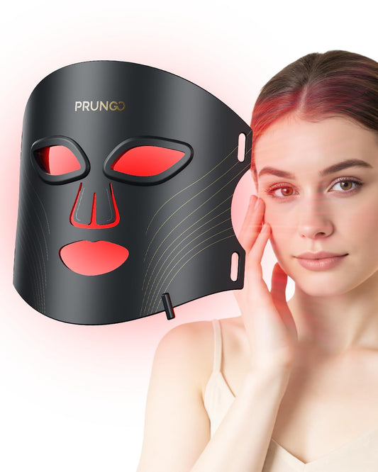 PrunGo LED mask front view shows compact design for comfortable daily wear.