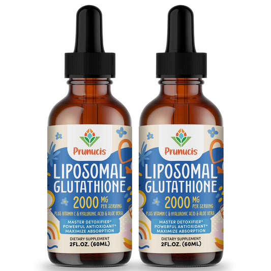 Prunucis liposomal glutathione liquid bottle displaying high-potency antioxidant support.