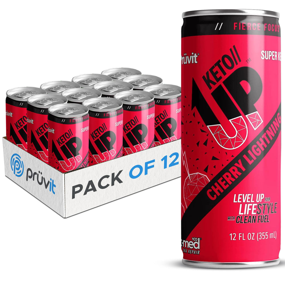 PRÜVIT Cherry Lightning Keto Up can closeup for on-the-go focus