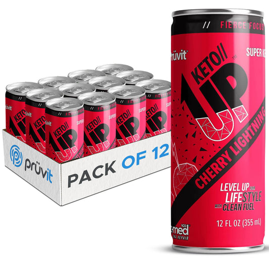 PRÜVIT Cherry Lightning Keto Up can closeup for on-the-go focus