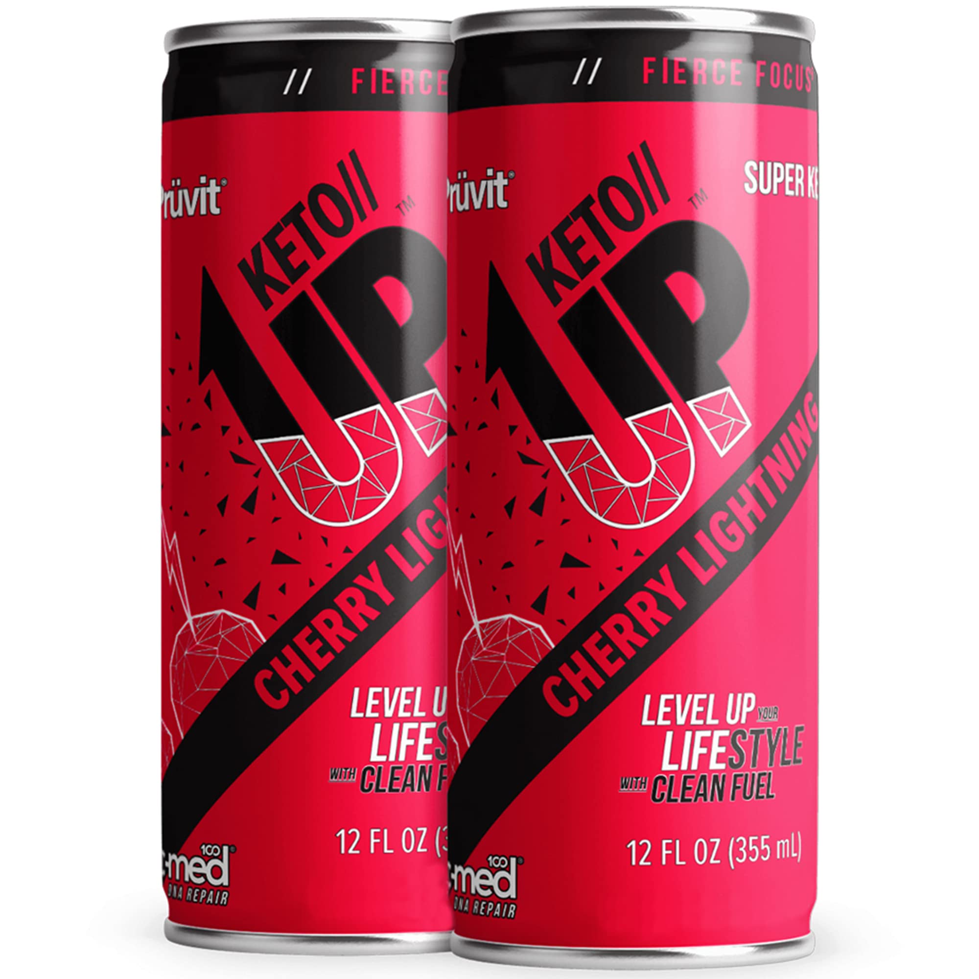 PRÜVIT Cherry Lightning Keto Up chilled can conveys refreshing energy