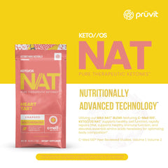 PRÜVIT Keto//OS NAT Heart Tart Charged glass being stirred into a refreshing lemon-lime drink.