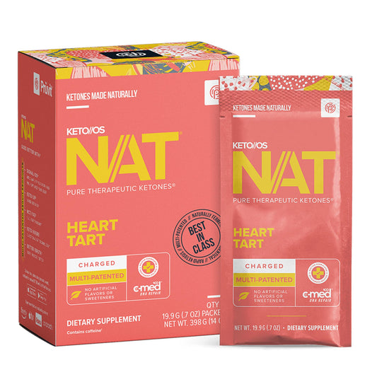 PRÜVIT Keto//OS NAT Heart Tart Charged label highlights minerals for hydration support.