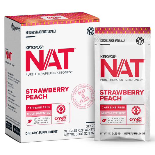 PRÜVIT OS NAT Strawberry Peach packets ready to mix for keto hydration