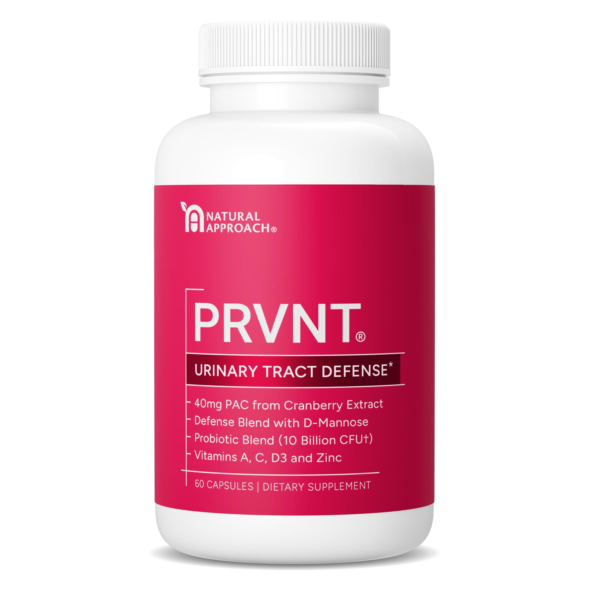 PRVNT Urinary Tract Defense bottle with pour shows convenient daily dosing for bladder support