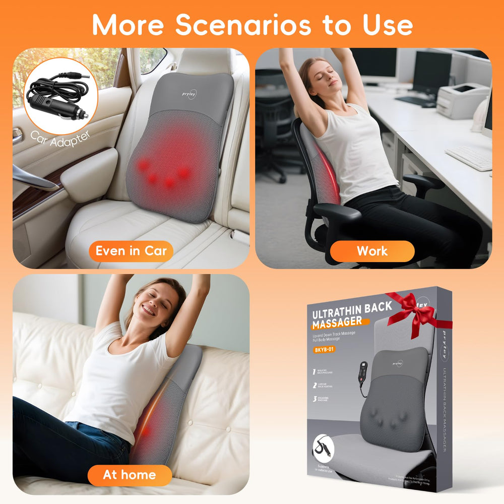 Pryfey back massager offers 3 timer settings for tailored sessions.