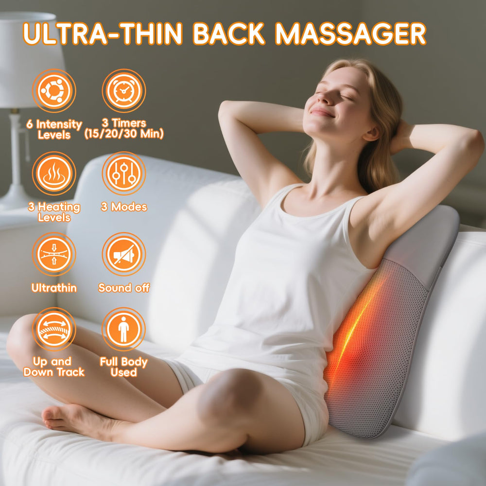 Pryfey Back Massager heat therapy reaches deeper layers for soothing warmth.
