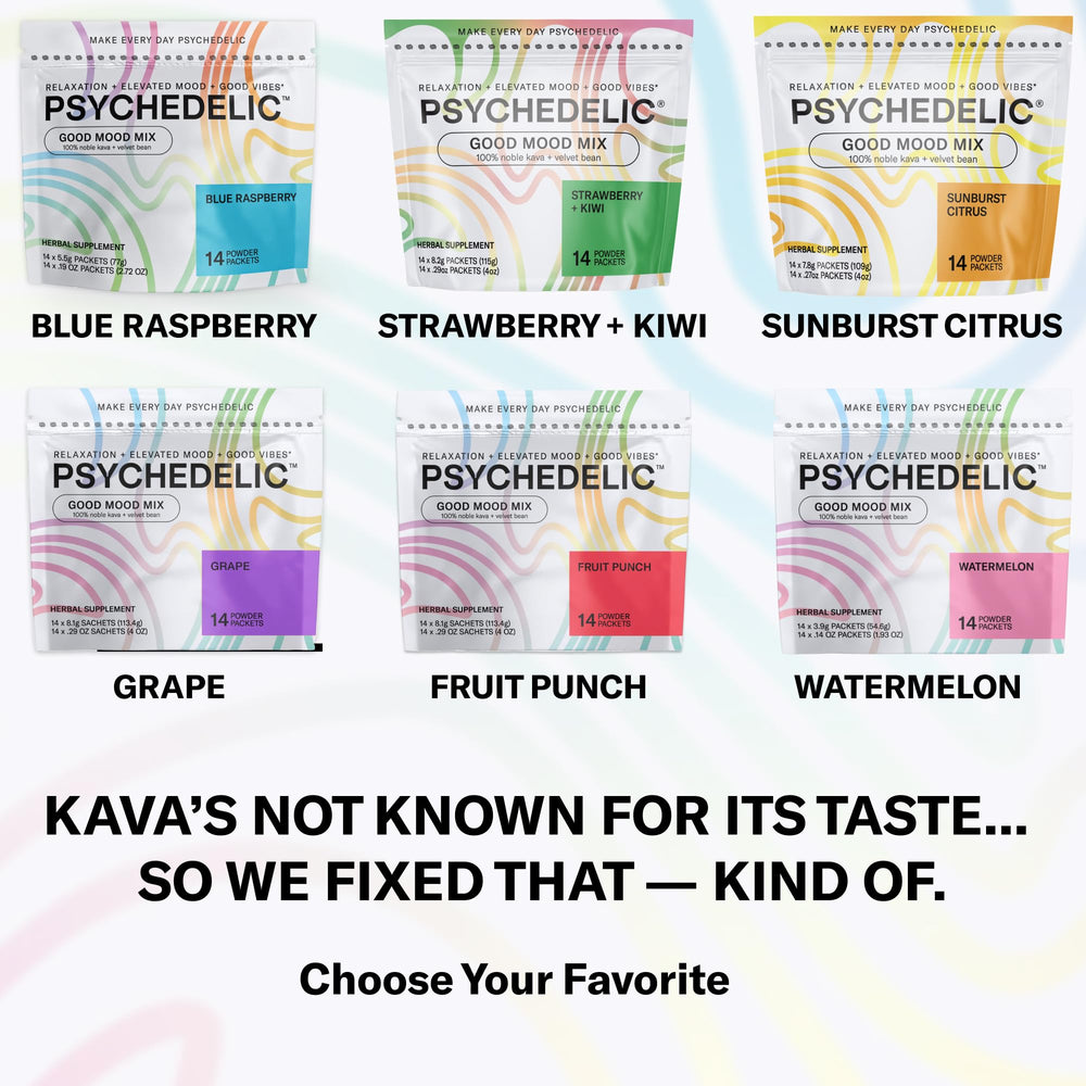 Psychedelic Water Calming Kava mood-boost moment depicting relaxed social vibe.