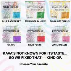 Psychedelic Water Calming Kava mood-boost moment depicting relaxed social vibe.