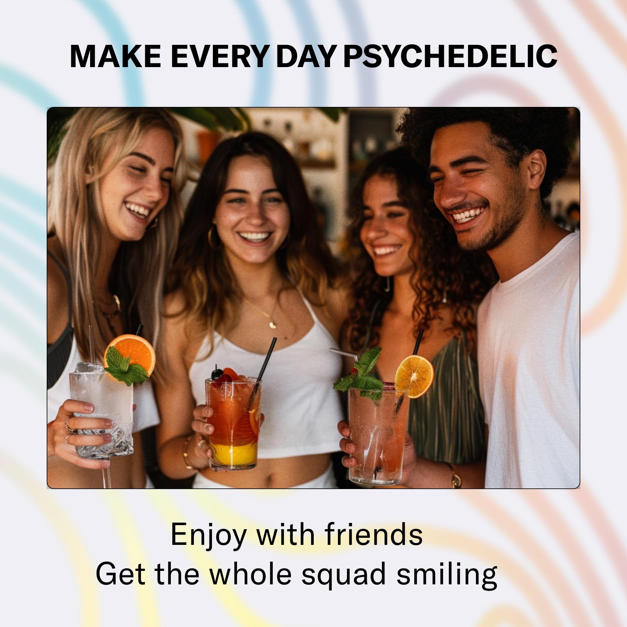 Psychedelic Water Good Mood Fruit Punch kava blend ready to relax after a long day.