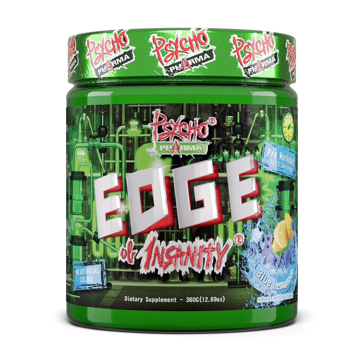 Psycho Pharma Edge of Insanity bottle front for intense preworkouts and boosted energy