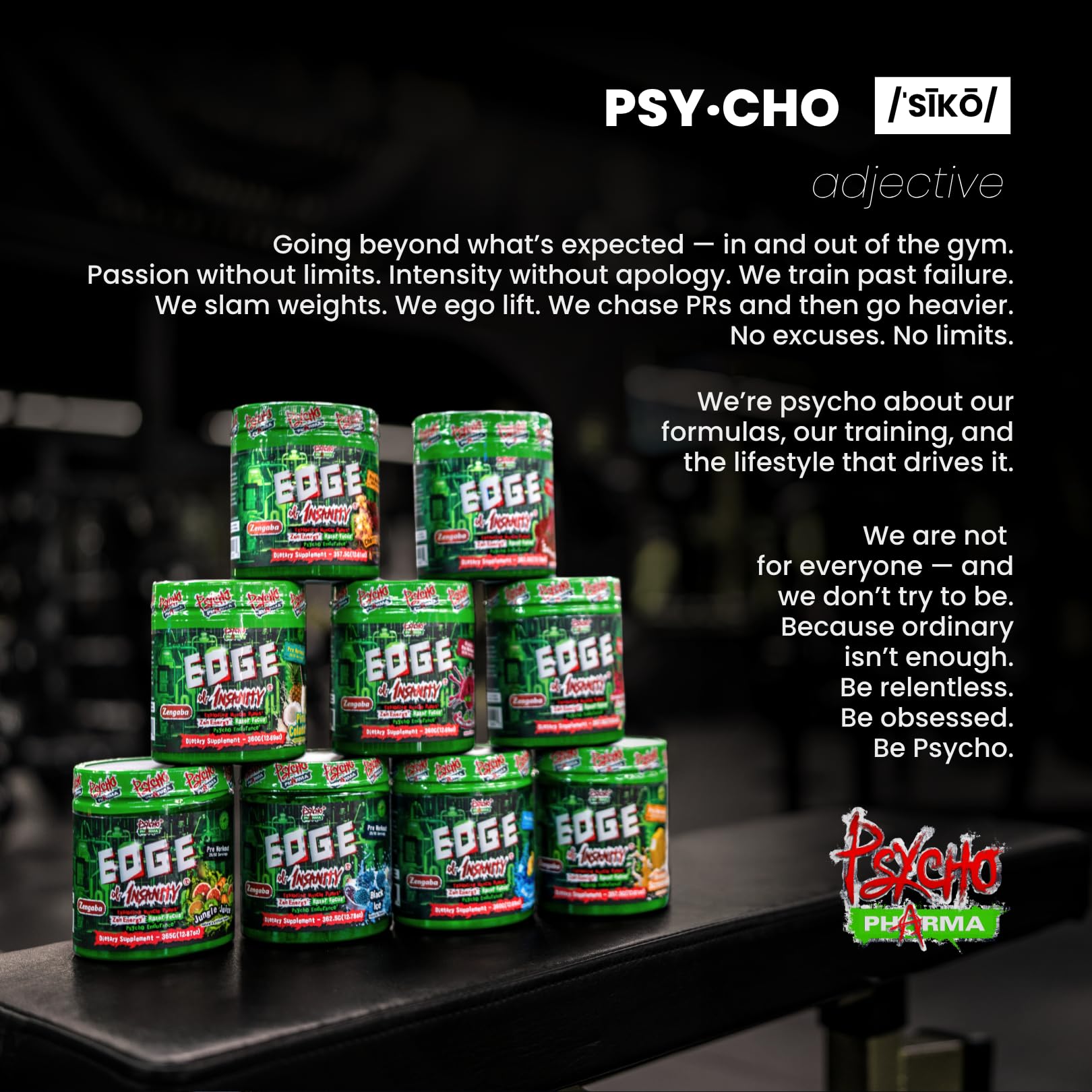 Psycho Pharma Edge of Insanity flavors collection highlights eight options