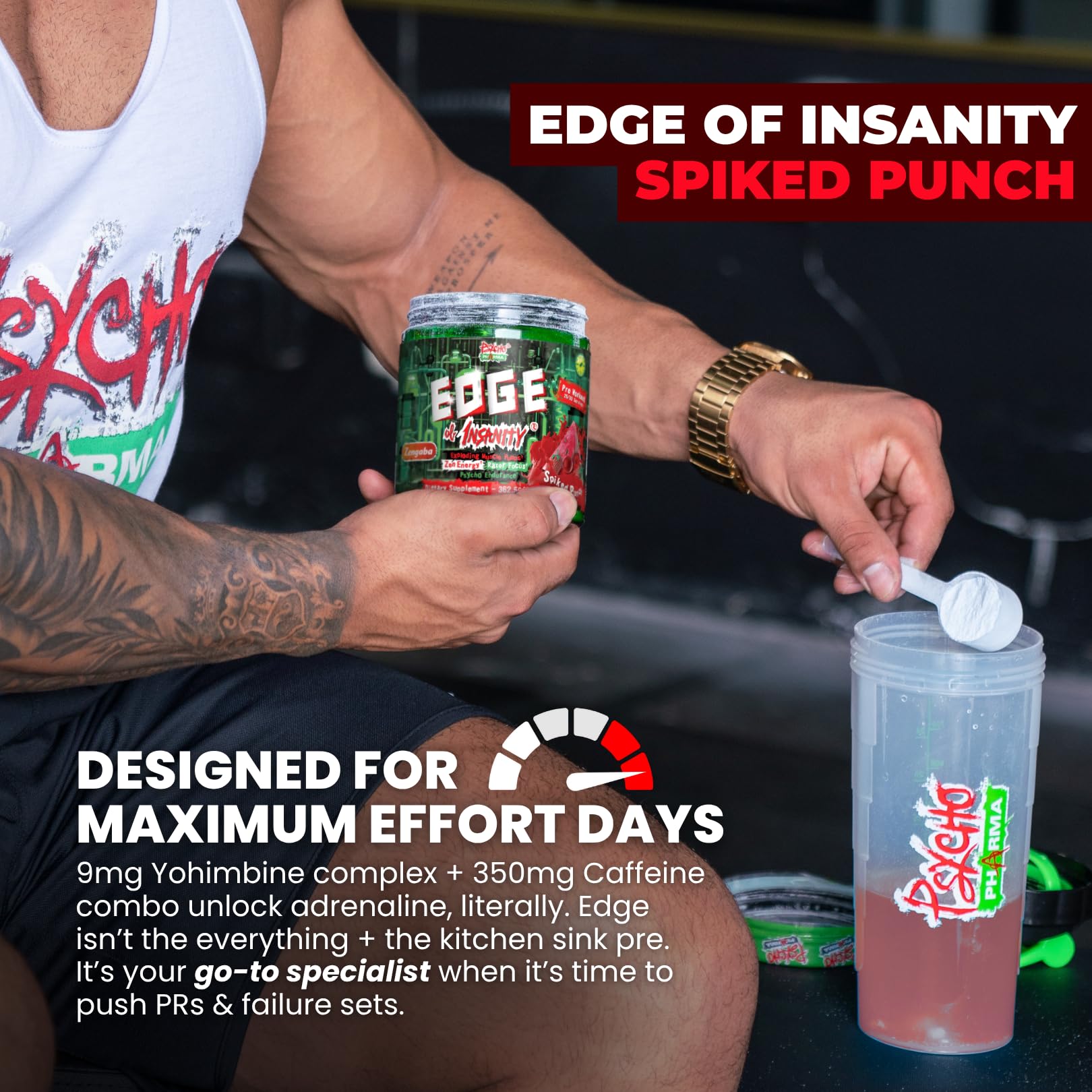 Psycho Pharma Edge of Insanity ingredient label highlights high-stim formula
