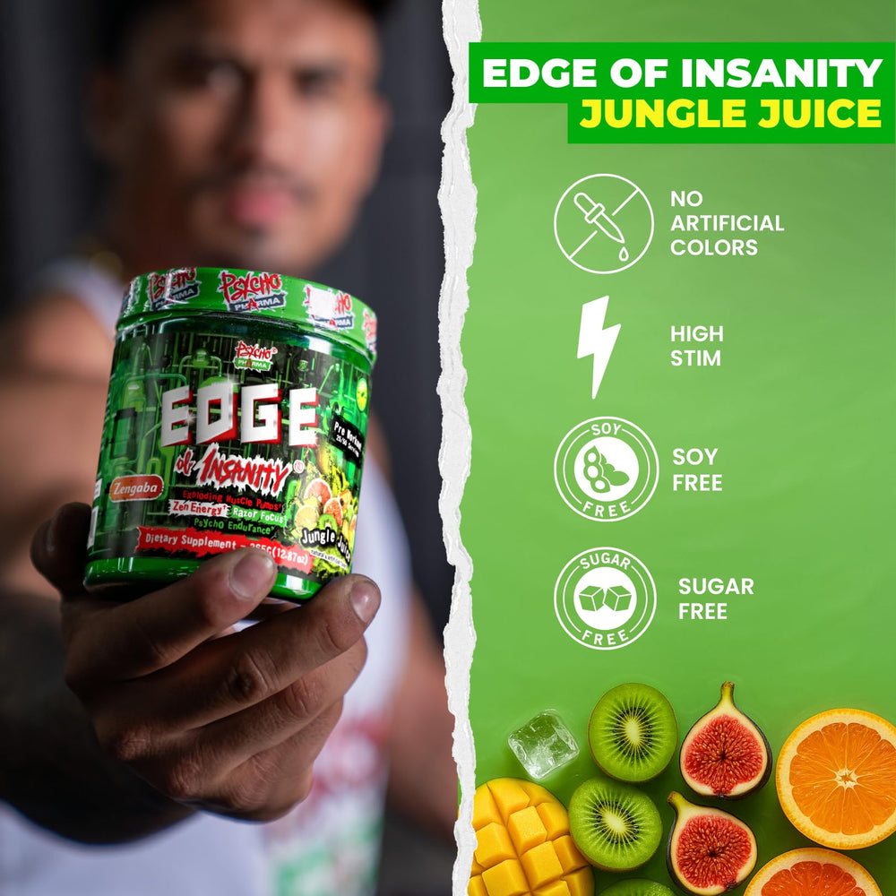Psycho Pharma Edge of Insanity ingredients panel with citrulline and beta-alanine.