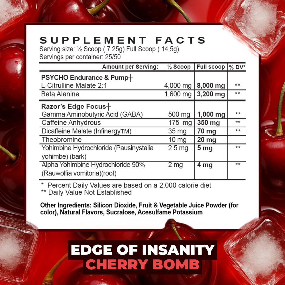 Psycho Pharma Edge of Insanity powder dissolving in water for quick mix