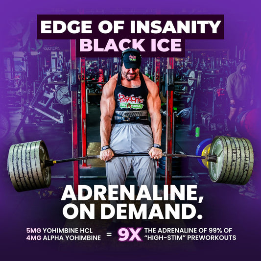 Psycho Pharma Edge of Insanity powder scoop ready for high-stim sessions