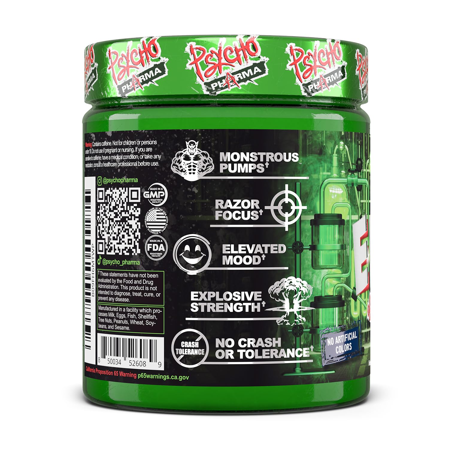 Psycho Pharma energy and pumps concept imagery for intense training sessions