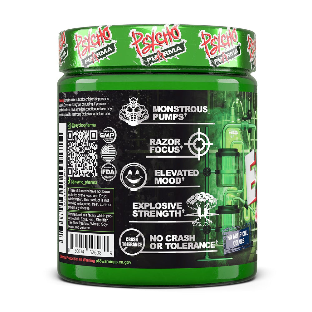 Psycho Pharma energy and pumps concept imagery for intense training sessions