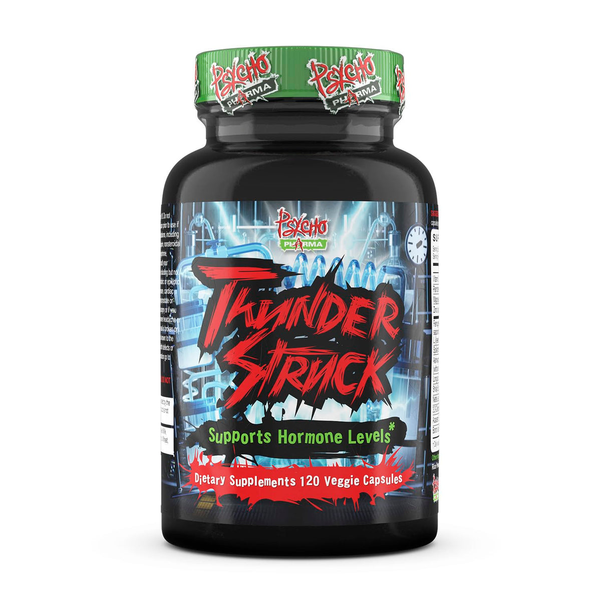 Psycho Pharma Thunderstruck bottle label signaling lean muscle support for workouts