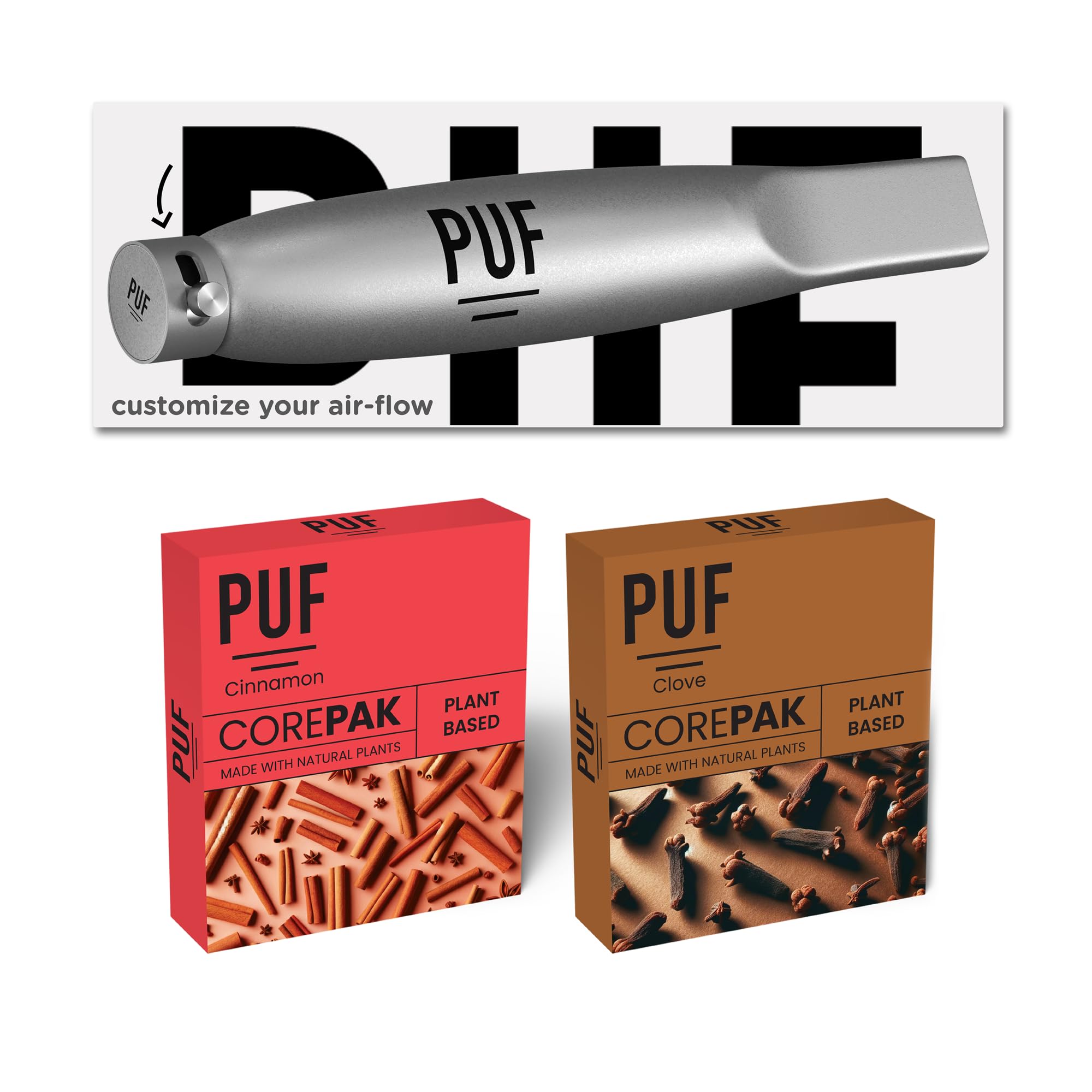 PUF multi-flavor air cores front view showcases customizable flavor experience