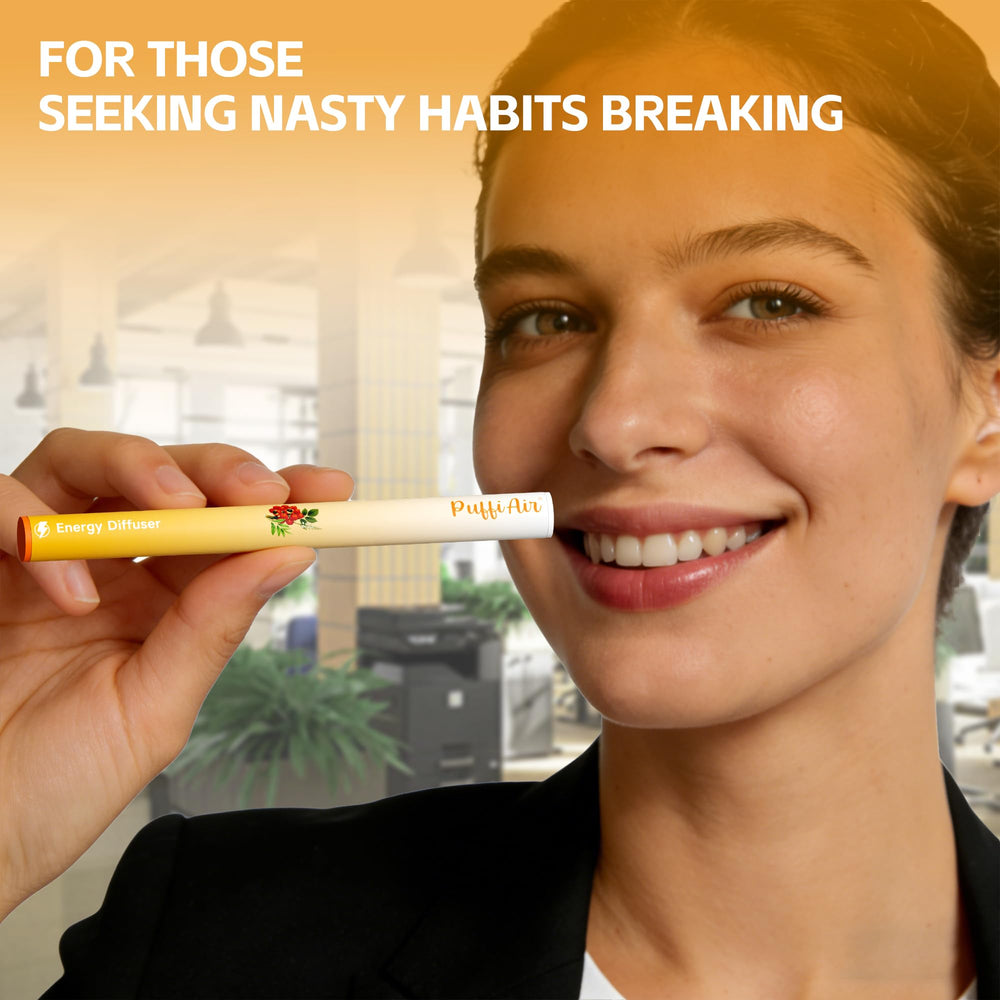 PUFFIAIR morning routine shot demonstrates easy energy boost anytime.