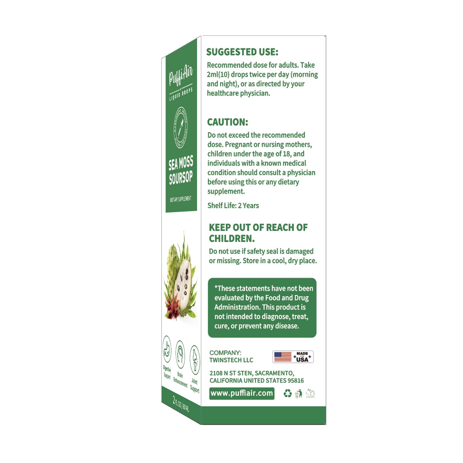 PUFFIAIR Soursop Sea Moss glass serving suggests convenient daily intake