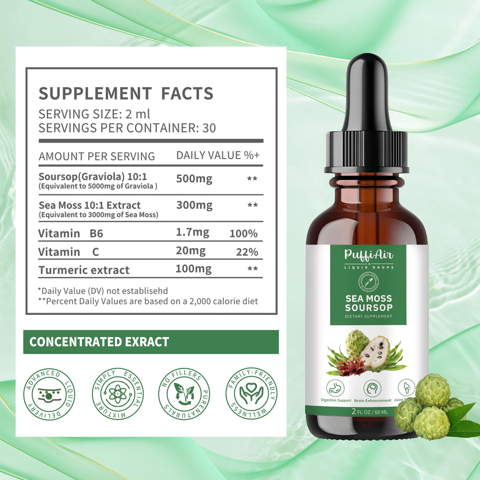 PUFFIAIR Soursop Sea Moss kit-setup emphasizes sustainable sourcing and purity