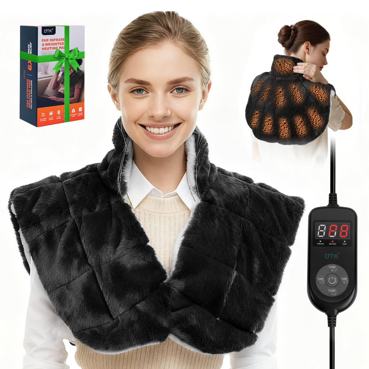 Pulax weighted heating pad for neck and shoulders provides targeted comfort and hands-free relaxation
